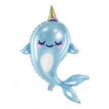 Ballon Géant Narval 53 X 87 Cm - Thème: Animaux Et Petites Bêtes - Couleur: Bleu - Taille: Taille Unique