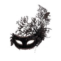 Masque Noir Avec Fleurs Femme - Thème: Cabaret - Couleur: Noir - Taille: Taille Unique