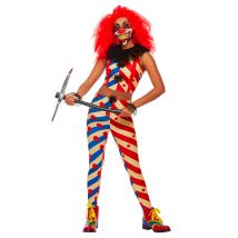Déguisement Creepy Clown Bicolore Femme - Thème: Clowns, Cirque - Couleur: Multicolore - Taille: M