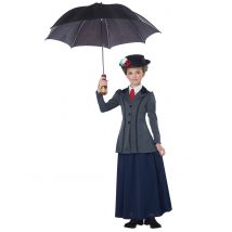 Déguisement Nourrice Anglaise Luxe Fille - Thème: Héros Et Super Méchants - Couleur: Argenté / gris - Taille: S 6 - 8 ans (134 cm)