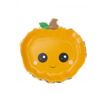 8 Assiettes En Carton Citrouille Sweety 23 Cm - Thème: Citrouilles Et Araignées - Couleur: Orange - Taille: Taille Unique