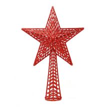 Cimier De Sapin Étoile Rouge Pailletée 27 Cm - Taille: Taille Unique