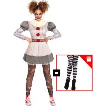 Déguisement creepy clown femme avec collants offerts
