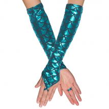 Gants Longs De Sirène Bleus Adulte - Thème: Contes - Couleur: Bleu - Taille: Taille Unique