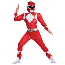 Déguisement Power Rangers Rouge Musclé Enfant - Thème: Héros Et Super Méchants - Couleur: Rouge - Taille: 7 - 8 ans (124 - 136 cm)