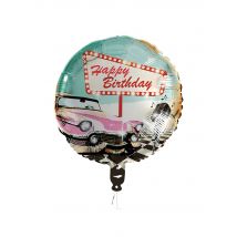 Ballon Aluminium Happy Birthday Rock'n'roll 45 Cm - Thème: Années 40/50 : Rock - Couleur: Multicolore - Taille: Taille Unique
