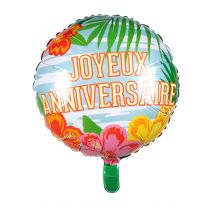 Ballon aluminium Joyeux Anniversaire Paradise 45 cm