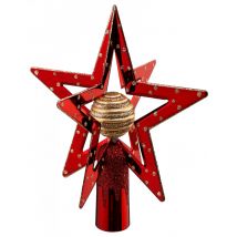 Cimier De Sapin Rouge Étoilé 19 Cm - Taille: Taille Unique