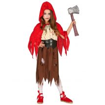 Déguisement Petit Chaperon Rouge Zombifié Enfant - Thème: Contes - Couleur: Noir - Taille: 7 à 9 ans (125-135 cm)