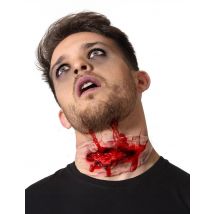 Fausse Plaie Gorge Ouverte Adulte - Thème: Magie Et Horreur - Couleur: Rouge - Taille: Taille Unique