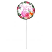 Ballon En Aluminium Happy Birthday Flamant Rose 46 Cm - Thème: Animaux Et Petites Bêtes - Couleur: Rose - Taille: Taille Unique