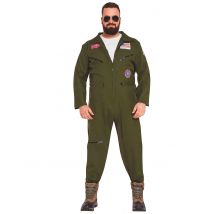 Déguisement Aviateur Grande Taille Adulte - Thème: Uniforme - Couleur: Vert - Taille: XL (54-56)