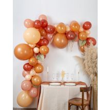 Kit Arche De 70 Ballons Boho Avec Pampa Et Feuilles Séchées - Taille: Taille Unique