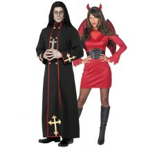 Déguisement De Couple Diablesse Et Moine Démoniaque Rouge Et Noire Halloween - Thème: Magie Et Horreur - Couleur: Multicolore - Taille: Taille Unique
