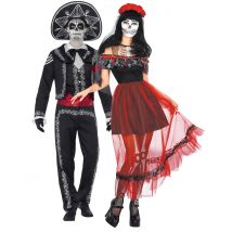 Déguisement De Couple Squelette Mexicain Dia De Los Muertos Halloween Adulte - Thème: Magie Et Horreur - Couleur: Multicolore - Taille: Taille Unique