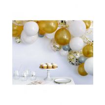 Kit Arche De 40 Ballons Blanc Et Or Avec Confettis - Thème: Anniversaire - Couleur: Blanc - Taille: Taille Unique