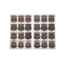 24 Stickers Badge De Police Marine Et Or 4 Cm - Thème: Uniforme - Couleur: Bleu - Taille: Taille Unique