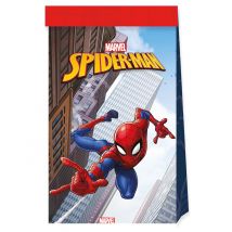 4 Sachets En Papier Spiderman Fighter 22 X 13 Cm - Thème: Personnages - Couleur: Multicolore - Taille: Taille Unique