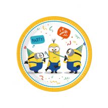 8 Assiettes En Carton Minions 23 Cm - Thème: Anniversaire - Couleur: Multicolore - Taille: Taille Unique