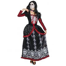 Déguisement Robe Longue Dia De Los Muertos Femme - Thème: Magie Et Horreur - Couleur: Noir - Taille: L