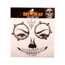 Strass Pour Visage Dia De Los Muertos Adulte - Thème: Strass Et Paillettes - Couleur: Noir - Taille: Taille Unique