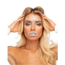Strass Adhésifs Pour Visage Squelette - Thème: Magie Et Horreur - Couleur: Blanc - Taille: Taille Unique