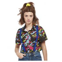Chemise 90's Noire Imprimée Traces De Peinture Multicolore - Thème: Déguisements Par Lettre - Couleur: Multicolore - Taille: L