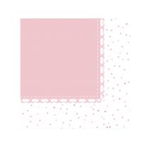 20 Serviettes En Papier Cœurs Roses 33 X 33 Cm - Thème: Anniversaire - Blanc