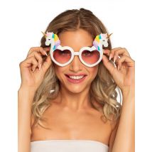 Lunettes Coeurs Blanches Avec Licornes Adulte - Thème: Animaux Et Petites Bêtes - Couleur: Blanc - Taille: Taille Unique