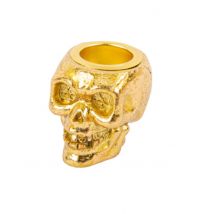 Bougeoir Tête De Mort En Résine Dorée 4 X 4 Cm - Thème: Magie Et Horreur - Doré