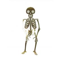 Squelette Articulé En Papier Blanc Et Or 1,35m - Thème: Magie Et Horreur - Blanc