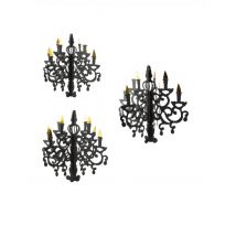 3 Chandeliers En Carton À Suspendre 35, 45 Et 55 Cm - Thème: Magie Et Horreur - Noir