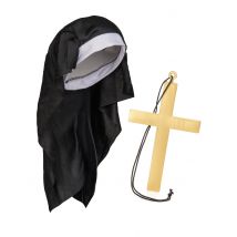 Kit Accessoires Nonne Femme Adulte - Thème: Magie Et Horreur - Couleur: Noir - Taille: Taille Unique