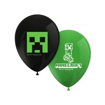 8 Ballons En Latex Imprimés Minecraft - Thème: Héros Et Super Méchants - Noir