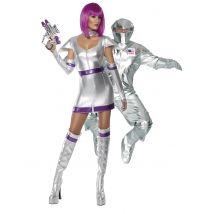 Déguisement De Couple Astronaute Et Alien Adulte - Thème: Espace - Couleur: Argenté / gris - Taille: Taille Unique