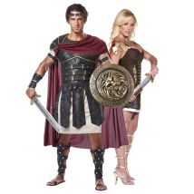 Déguisement De Couple Gladiateur Romain Adultes - Thème: Antiquité - Couleur: Marron - Taille: Taille Unique