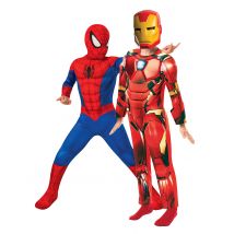 Déguisement De Couple Spiderman Et Iron Man Enfants - Thème: Héros Et Super Méchants - Couleur: Rouge - Taille: Taille Unique