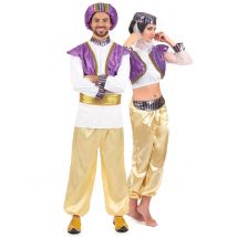 Déguisement De Couple Sultan Et Danseuse Orientale Adultes - Thème: Peuples Du Monde - Couleur: Doré - Taille: Taille Unique