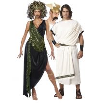Déguisement De Couple Dieu Grec Et Méduse Adultes - Thème: Antiquité - Couleur: Noir - Taille: Taille Unique
