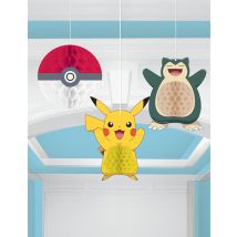 3 Décorations Alvéolées Pokémon - Thème: Héros Et Super Méchants - Multicolore