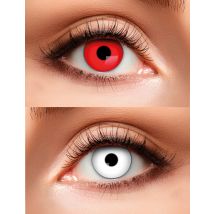 Lentilles De Contact Sans Correction Duo Rouge Et Noir Adulte - Thème: Magie Et Horreur - Couleur: Blanc - Taille: Taille Unique