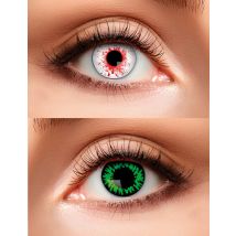 Lentilles De Contact Sans Correction Duo Sanglant Et Vert Adulte - Thème: Magie Et Horreur - Couleur: Vert - Taille: Taille Unique