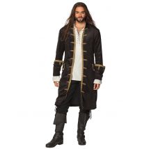 Veste De Capitaine Pirate Noir Et Or Homme - Thème: Pirates - Couleur: Marron - Taille: L (52/54)