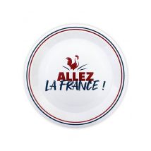 6 Assiettes En Carton "allez La France" 23 Cm - Thème: Nationalité Et Supporters - Blanc