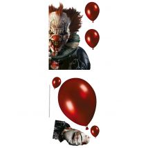 Décorations Pour Fenêtre Clown Terrifiant 30 X 40 Cm - Thème: Magie Et Horreur - Rouge