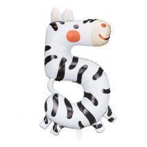 Ballon Aluminium Zèbre Chiffre 5 68 X 98 Cm - Thème: Animaux Et Petites Bêtes - Noir