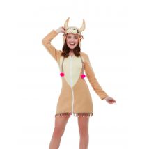 Déguisement Robe À Capuche Lama Femme - Thème: Animaux Et Petites Bêtes - Couleur: Marron - Taille: S