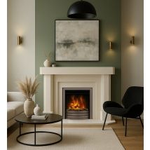 Fireside Lisboa Limestone Fireplace