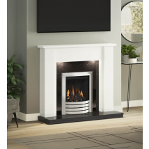 Flare Elda White & Black Micro Marble Fireplace