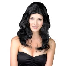 Lange gewellte schwarze Perücke für Damen